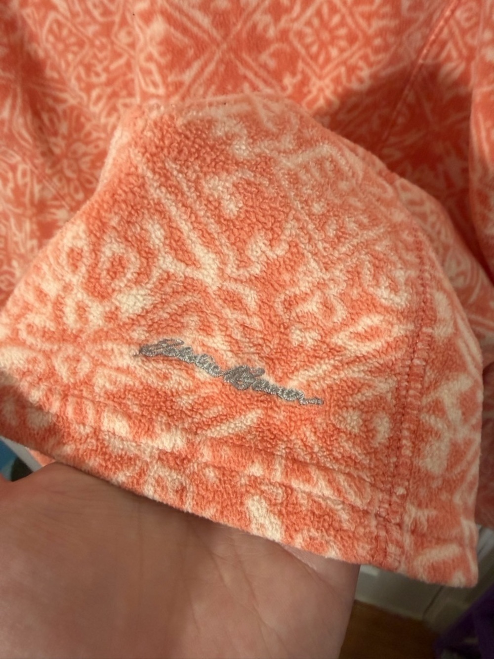 Eddie Bauer Coral and White Fleece Pullover - Picture 4 of 7